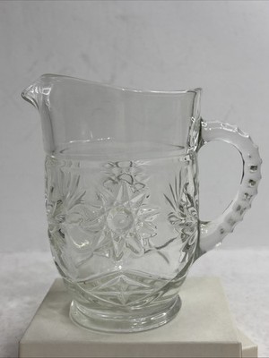Anchor Hocking Milk/Cream Pitcher with Star of David Pattern, Vintage Glassware
