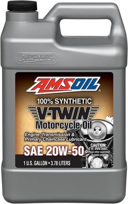 AMSOIL 20W-50 100% Synthetic V-Twin Motorcycle Oil Quart MCVQT High Performance