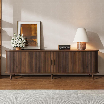 Modern 70'' TV Stand for TVs up to 80'', Dark Brown with Storage & Cable Managemen
