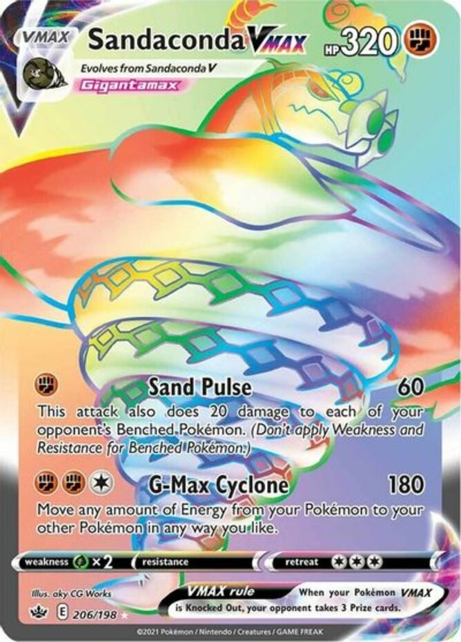 NM-Mint Sandaconda VMAX - 206/198 - Secret Rare Pokemon Chilling Reign