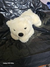 Sea World Polar Bear Plush Fluffy Stuffed Animal Cream Laying Teddy 13 inch