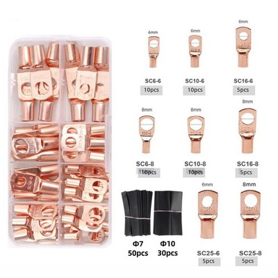 140PCS Copper Lugs Ring Terminals Bare Battery Welding Crimp Wire Connectors Kit