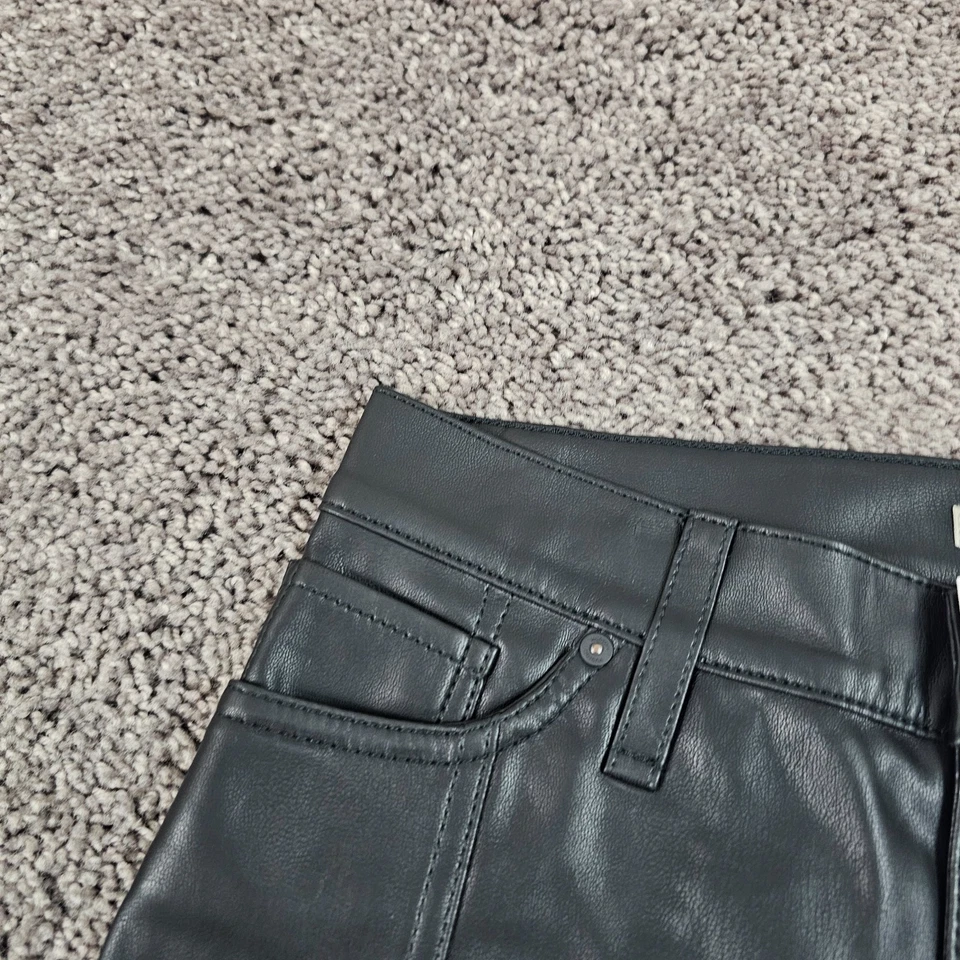 Pantalones Hudson para mujer 25 negros corte bota tiro alto imitación cuero Barbara 26x31 Foto 3 de 4