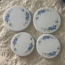 Set Of 4 Steel Stovetop Burner Covers 2-10", 2-8" Blue Flowers On Vine Free Ship