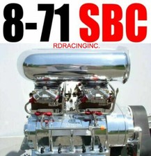 Small Block Chevy Blower Shop Supercharger High Helix 8-71 Polished 2v 650 Carbs