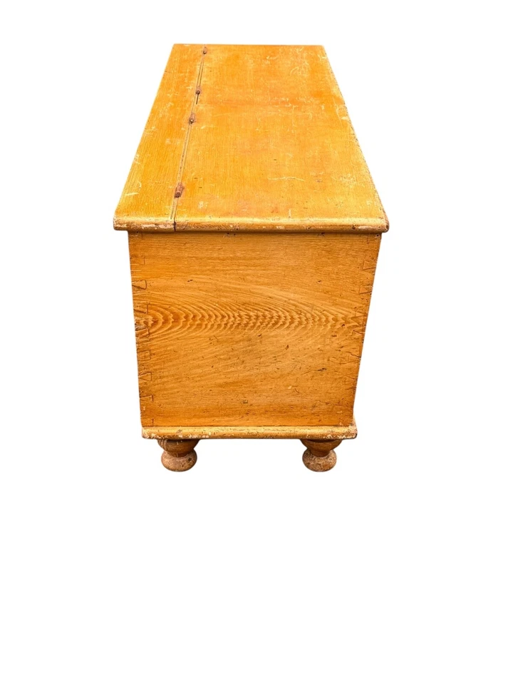 Antique primitive paint decorated grained dovetailed wood box pa folk art 1840 - Image 3 of 4
