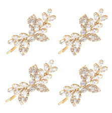 4 Pcs Rhinestone Bridal Hair Clip Leaf Wedding Hairpin Bride Crystal Hair
