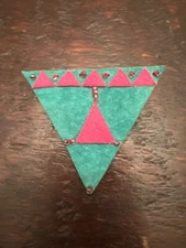 Handcrafted Colorful Teal Suede & Bead Pin Brooch