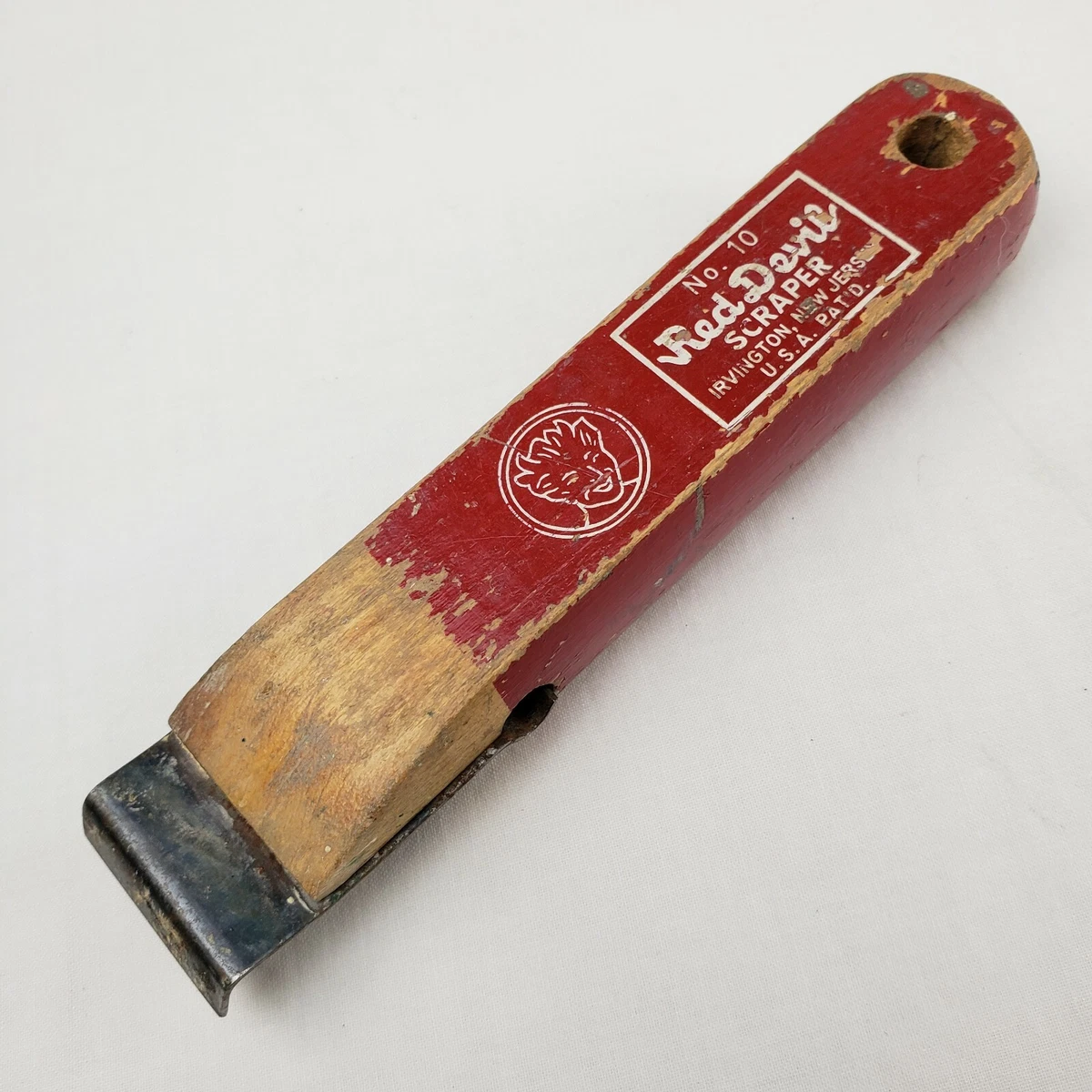 Vintage Red Devil Wooden Red Scraper Tool NO. 10 Union New Jersey Advertising
