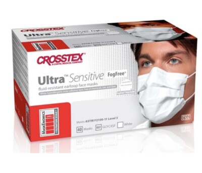 Crosstex Ultra  Sensitive FogFree  Level 3 Earloop Face Mask 40/Box GCFCXSF
