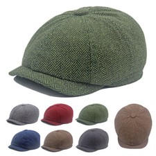 Newsboy-Mütze Aus Woll-Tweed Für Herren 8-Viertel-Panel Flache Cabbie-Mütze ▽