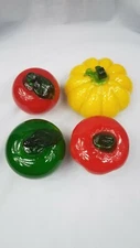 Vintage Hand Blown Glass Fruits Vegetables Art Deco 4 Pcs Life Size