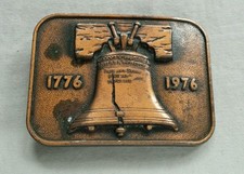 BICENTENNIAL LIBERTY BELL 1776 - 1976 COPPER TONED BELT BUCKLE