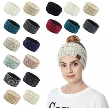 Women Ear Warmer Hair Band Warm Head Knit Fleece Lined Headband Winter Wrap