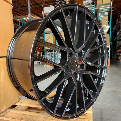 22'' Gloss Black Wheels Fits Porsche Cayene, Panamera 4, GTS, Turbo, Hybrid
