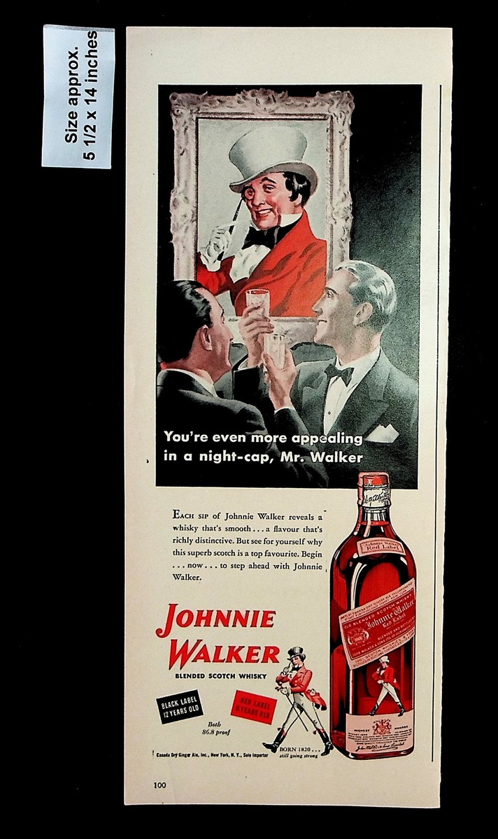 1943 Johnnie Walker Red Label Night Cap Scotch Whiskey Vintage