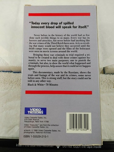 THE NUREMBERG TRIALS on VHS - RARE - HTF B&W Video Treasures - Picture 2 of 3