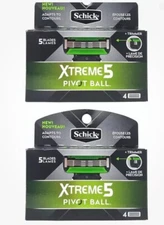 Schick Extreme 5 Blade Pivot Ball 4 Count Refill Cartridges 2 Pack