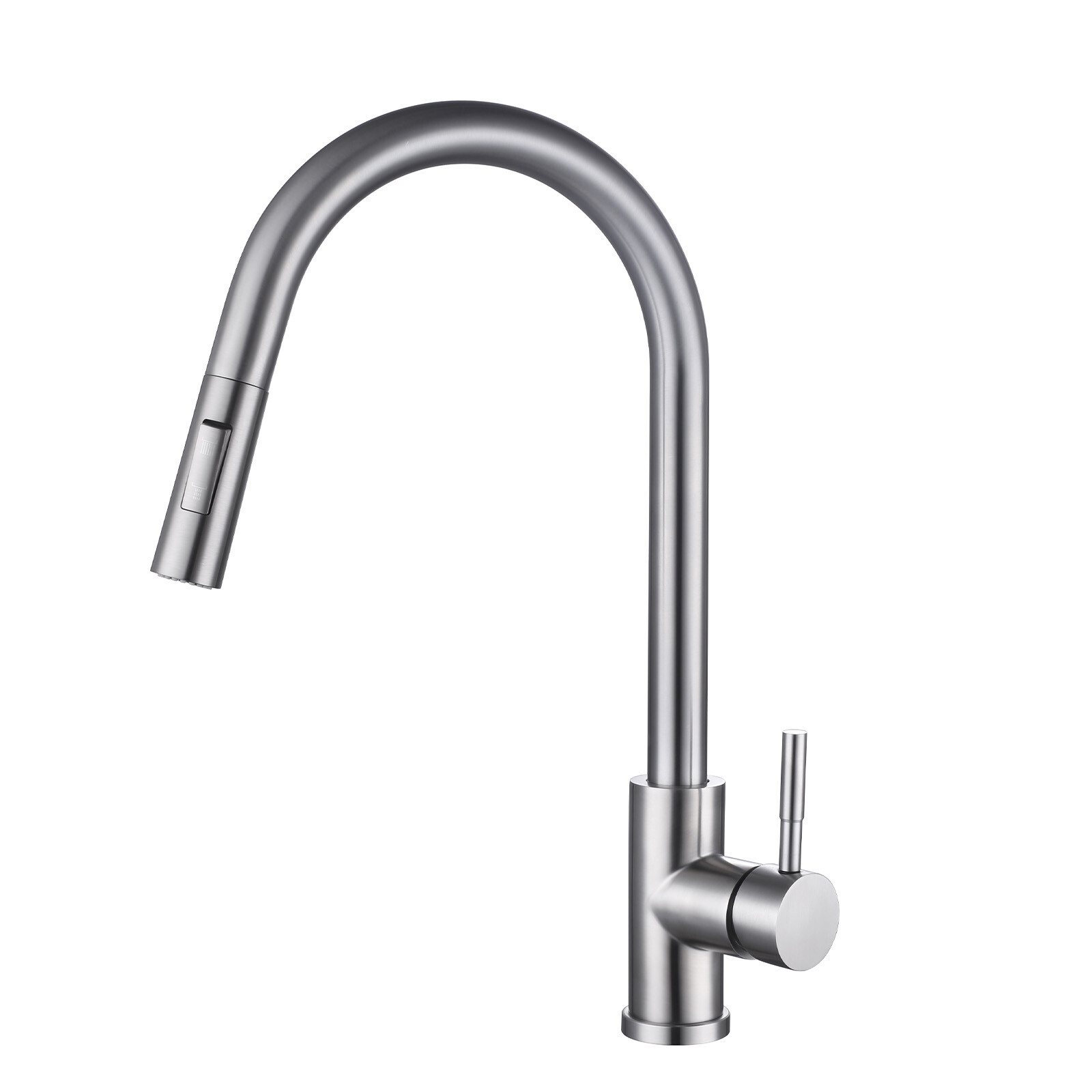 Nes Home Unisex Silver Single Lever Pull Out Kitchen Mixer Tap Brushed Stainless Steel In - Image 2