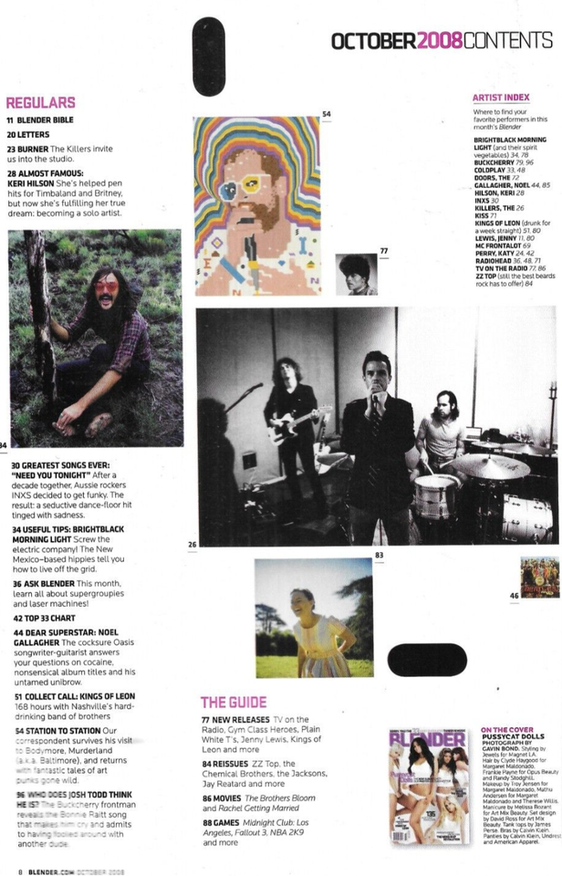 Blender Magazine Pussycat Dolls Noel Gallagher Kings of Leon Nerd Rap