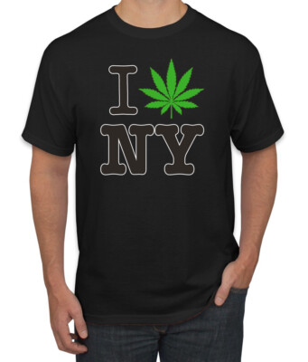 I Love New York Cannabis Weed Leaf Legalization Men Graphic Tshirt