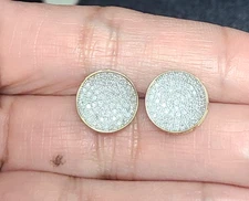 10K Gold Genuine Natural 0.50CTW Cluster Pave Diamonds Studs Earrings 11.3mm