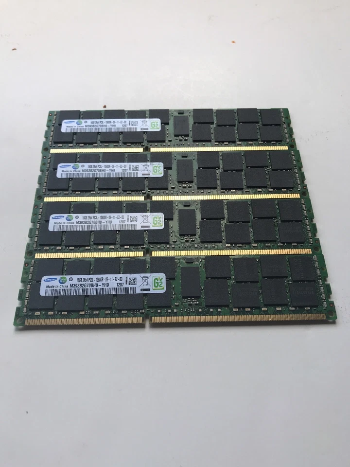 Samsung Lot Of(4)16GB 2Rx4 PC3L-10600R DDR3 M393B2G70BHO-YH-9 - Image 2 of 4