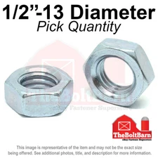 1/2"-13 Grade A Finished Hex Jam Nuts Zinc Clear COARSE Thread (Pick Quantity)