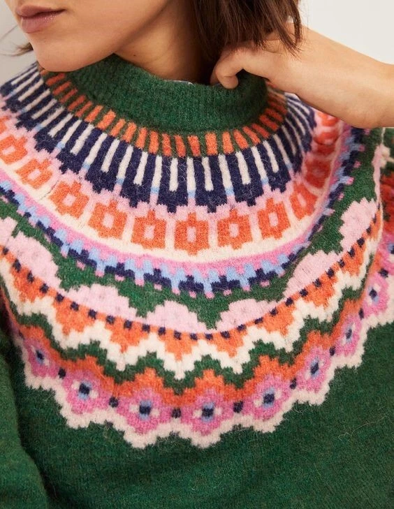 Suéter Boden Fluffy Fair Isle Verde Nuevo con Etiquetas Nuevo 12 Foto 2 de 4