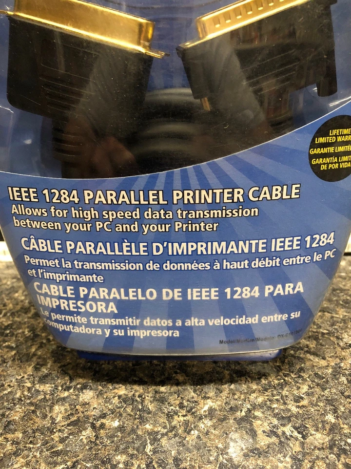 New Dynex 6' IEEE 1284 Parallel Printer Cable DB25 Male Gold .. - Image 3 of 4
