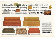 Simmon Hide A Bed Print Ad Vintage Advertisement Furniture Advertising Sofa 1965