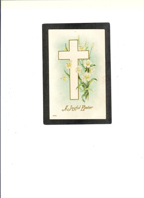 EASTER VINTAGE PC ''A Joyful'' 4-8-1909 Clarion, MI.  Cross & Easter Lily