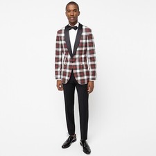 New NWT J.Crew Ludlow Slim Wool Shawl Tartan Dinner Jacket Tux Suit 36R 440