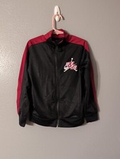 Nike Air Jordan Tricot Boy's Full Zip Track Jacket Size 5-6 Years Black Red