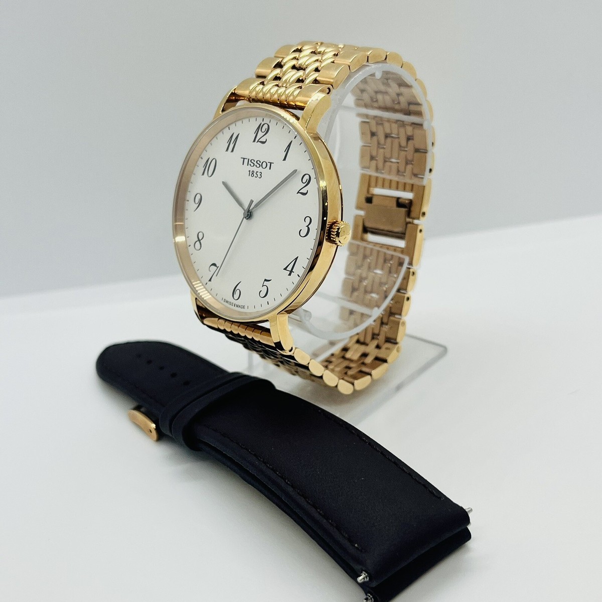 Tissot Everytime Mens Rose Gold Steel Sapphire Crystal 42mm Swiss 