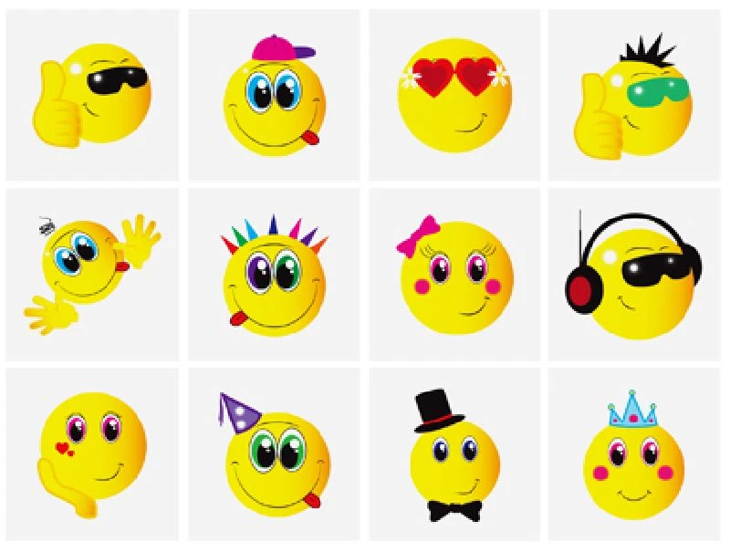 HENBRANDT 48 x Juguetes de transferencia de tatuajes temporales cara emoji feliz para niños N51 043