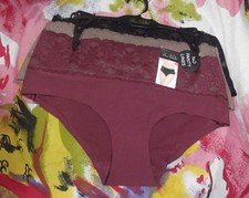 3 NEW PRIMA VALENTINA 77312 BWN/TN NO PANTY LINES LACE PANEL HIPSTER PANTIES L