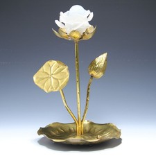 Hollywood Regency Water Lily Messing Tischlampe - 1960er Jahre