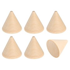 Wood Cone Ring Holder, 6 Pcs Finger Jewelry Display Stand, Wood Color 30x30mm 