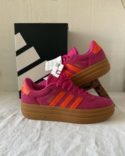 Adidas VL Court Bold Shoes Womens Sz 8 Shock Pink/Orange Sneakers JQ5636