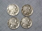 Lot of 4 Buffalo Nickels - 1928 P, 1935 P, 1936 P, 1937 P.