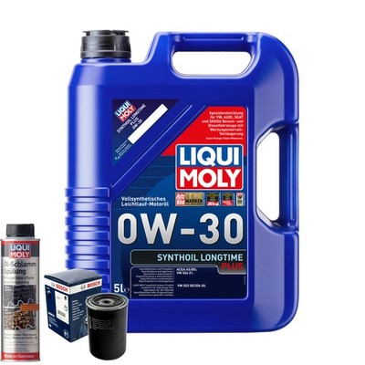 Motoröl 0W30 LIQUI MOLY Synthoil Longtime Plus 5L+BOSCH Ölfilter +Spülung