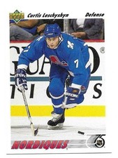 CURTIS LESCHYSHYN 1991-92 UPPER DECK CARD NEAR MINT CONDITION
