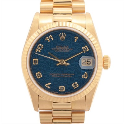 Rolex Datejust 68278 YG YG AT Blue engraved computer dial