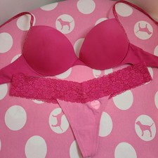 Vintage PINK Victoria's Secret Pink Bra/ Panty Set Size 34C/Lg