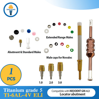 Locator abutment full set Male caps kit fit to NEODENT GM-4.3 GH3-5mm