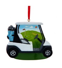 Kurt Adler Resin Golf Cart in White Christmas Ornament W1177