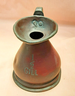 Antique Copper Haystack 1/2 Gill Jug with H R Seal