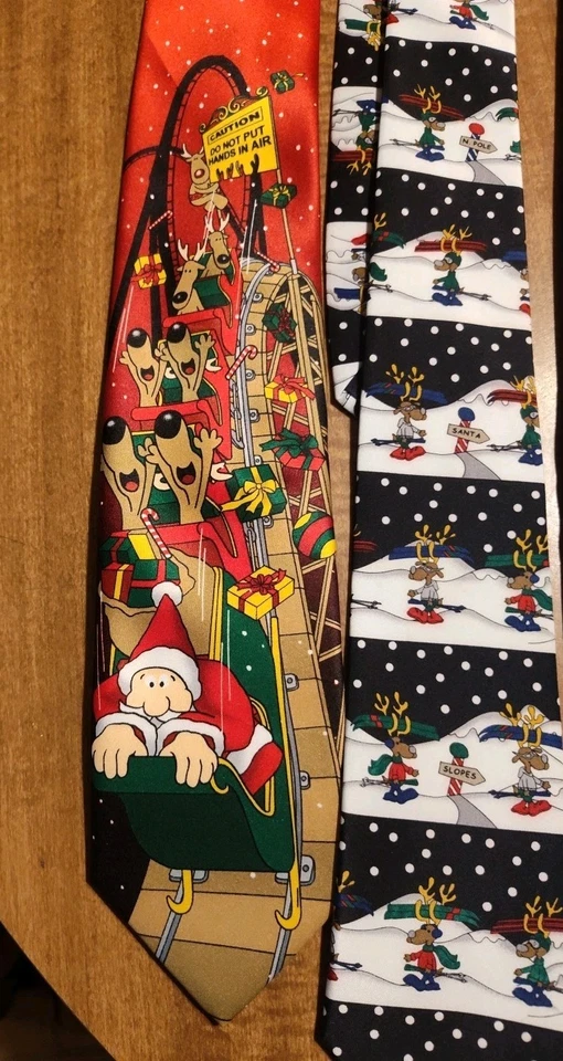 Lote De 10 Divertidos Corbatas Navidad Navidad Papá Noel Reno Pingüinos Novedad Foto 2 de 4