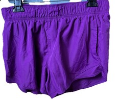 Athletic Woman s Running Shorts Size L Purple Pockets Elastic Waist Running